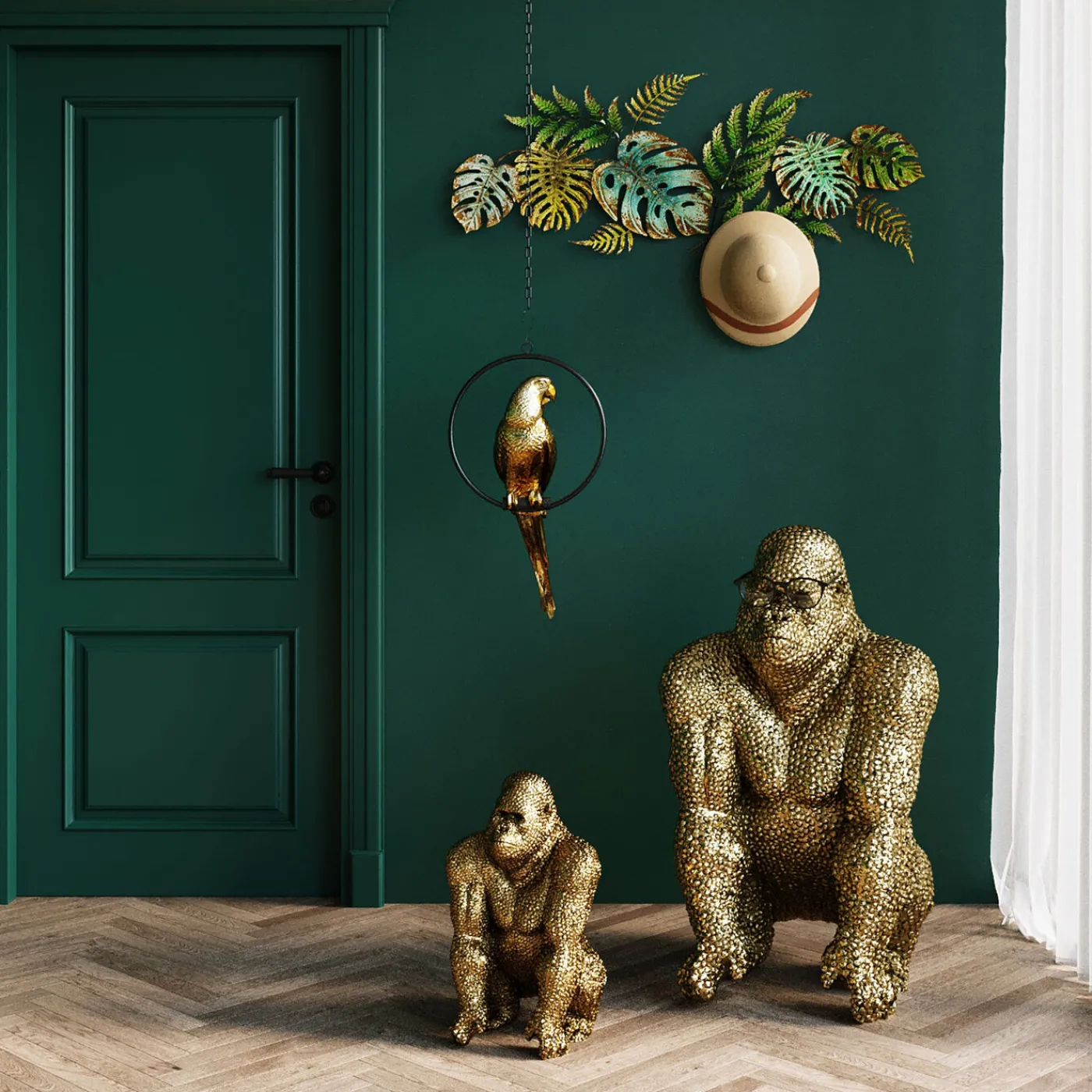KARE Design Figurine Décorative Gorilla Dore 80Cm