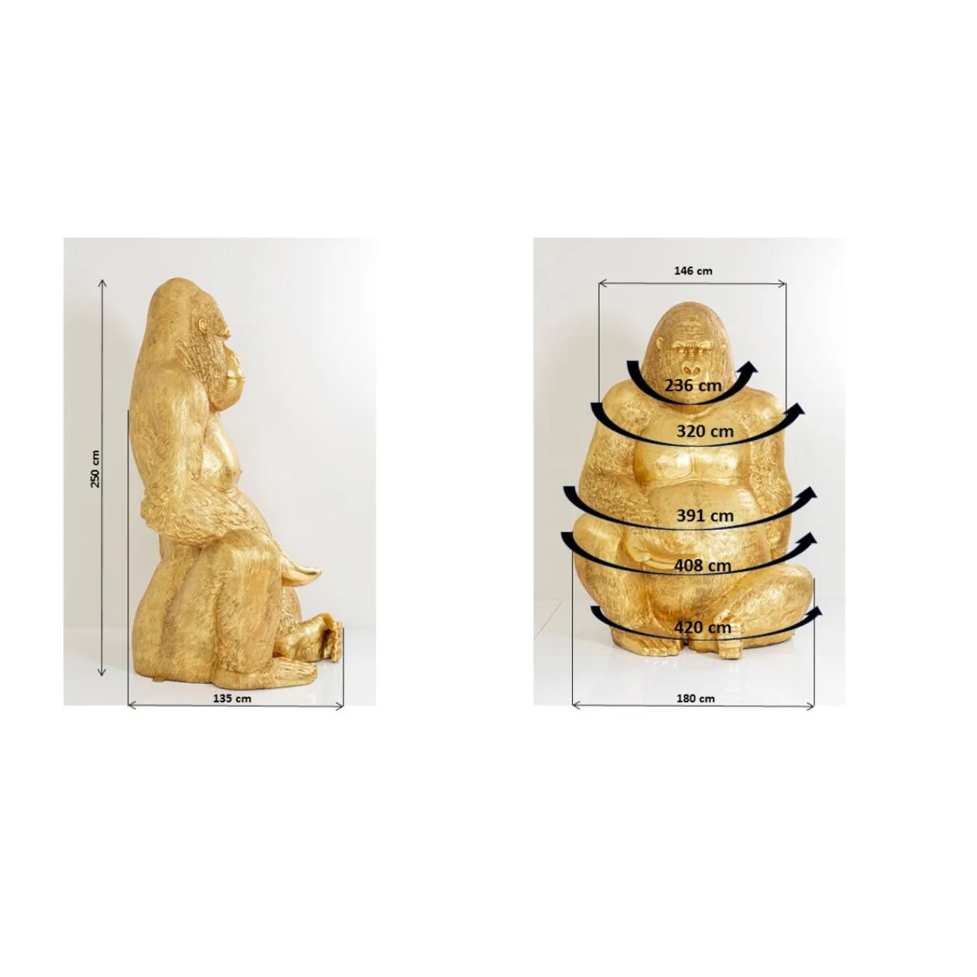 KARE Design Figurine Décorative Gorilla Dore Xxl 249