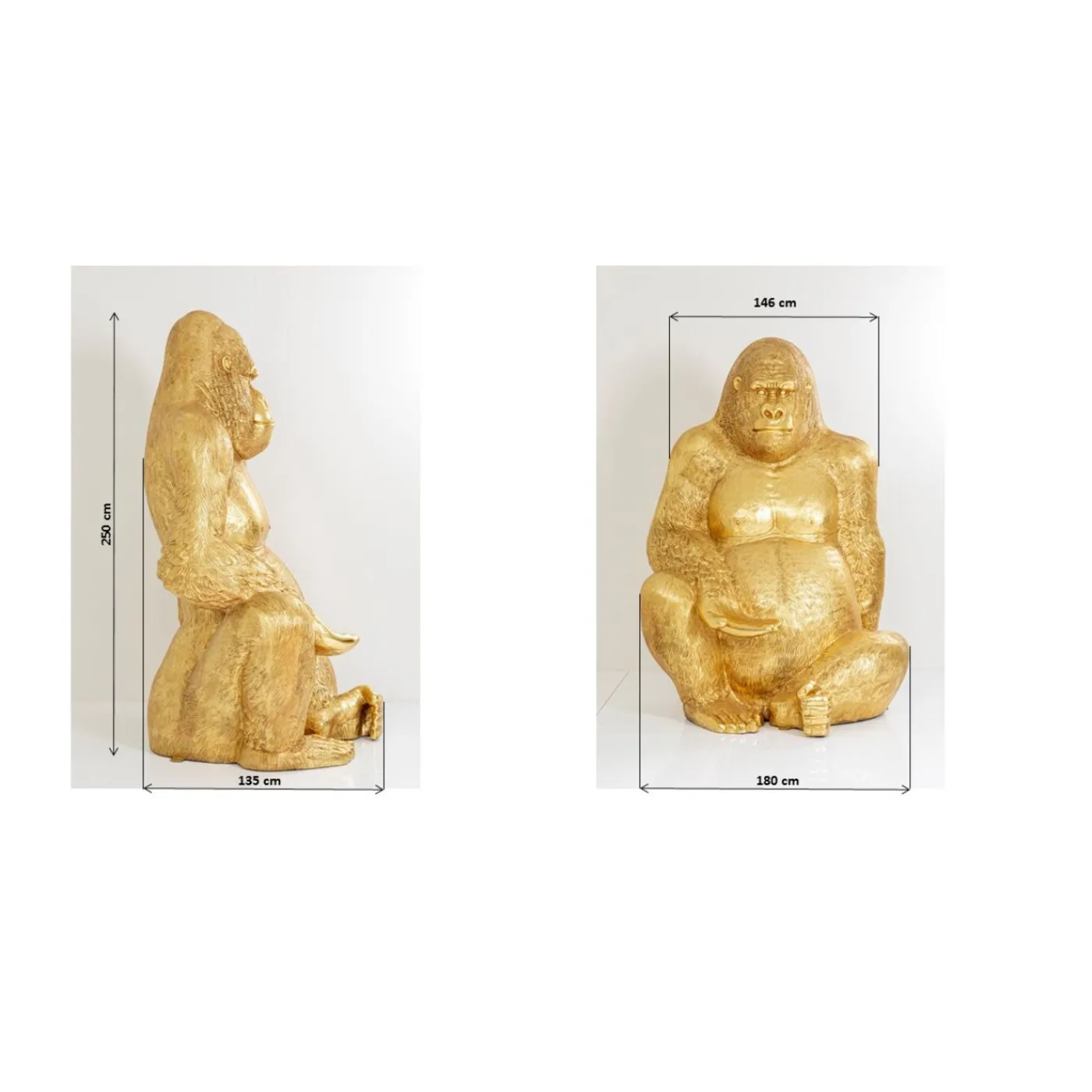 KARE Design Figurine Décorative Gorilla Dore Xxl 249