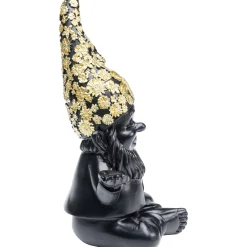 KARE Design Figurine Décorative Nain Meditation Noir-Dore 19Cm