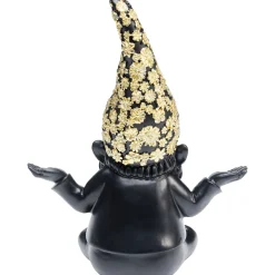 KARE Design Figurine Décorative Nain Meditation Noir-Dore 19Cm