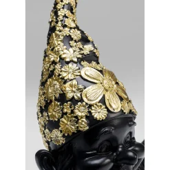 KARE Design Figurine Décorative Nain Meditation Noir-Dore 19Cm