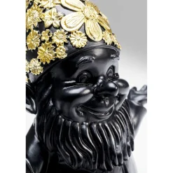 KARE Design Figurine Décorative Nain Meditation Noir-Dore 19Cm