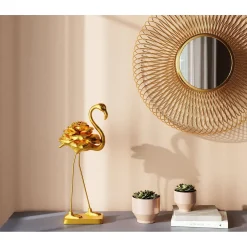 KARE Design Figurine Décorative Rose Flamingo Dore 63Cm