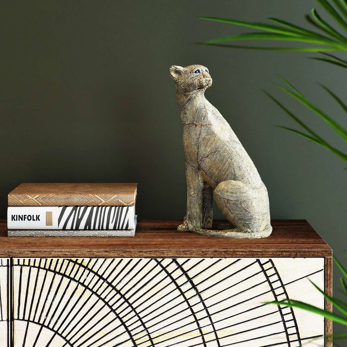 KARE Design Figurine Décorative Sitting Leopard Pearls 42