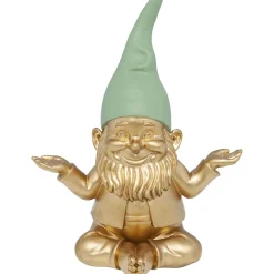 KARE Design Figurine Décorative Zwerg Meditation Dore Vert 19C