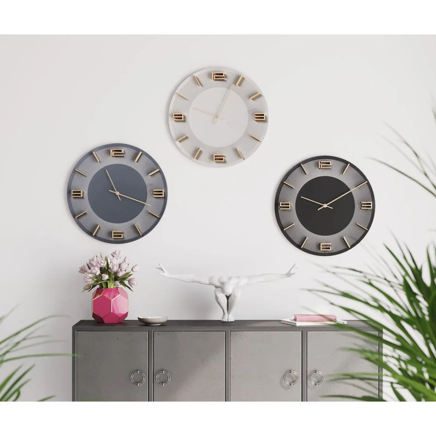 KARE Design Horloge Murale Leonardo Blanc/Dore O49Cm