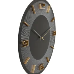 KARE Design Horloge Murale Leonardo Noir/Dore O49Cm