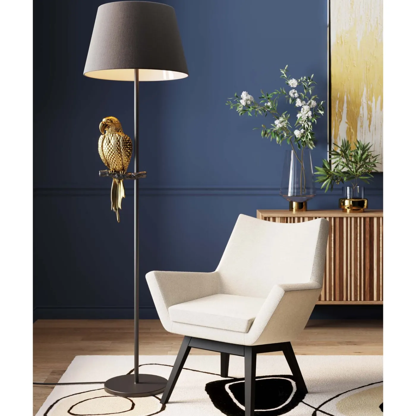 KARE Design Lampadaire Animal Parrot Dore 176Cm