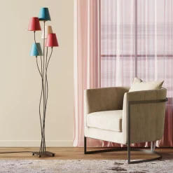 KARE Design Lampadaire Flexible Velours Noir Cinque