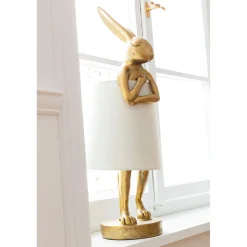 KARE Design Lampe A Poser Animal Rabbit Dore/Blanc 50Cm