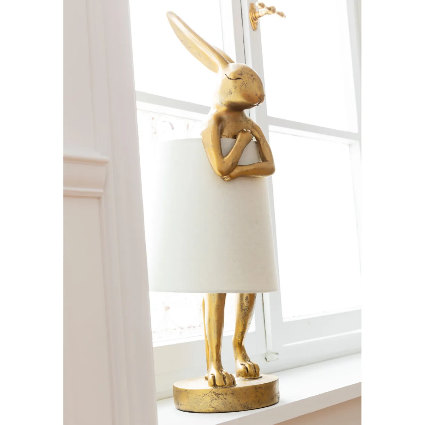 KARE Design Lampe A Poser Animal Rabbit Dore/Blanc 50Cm