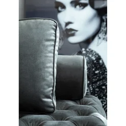 KARE Design Lit D Appoint Bottone Velours Gris