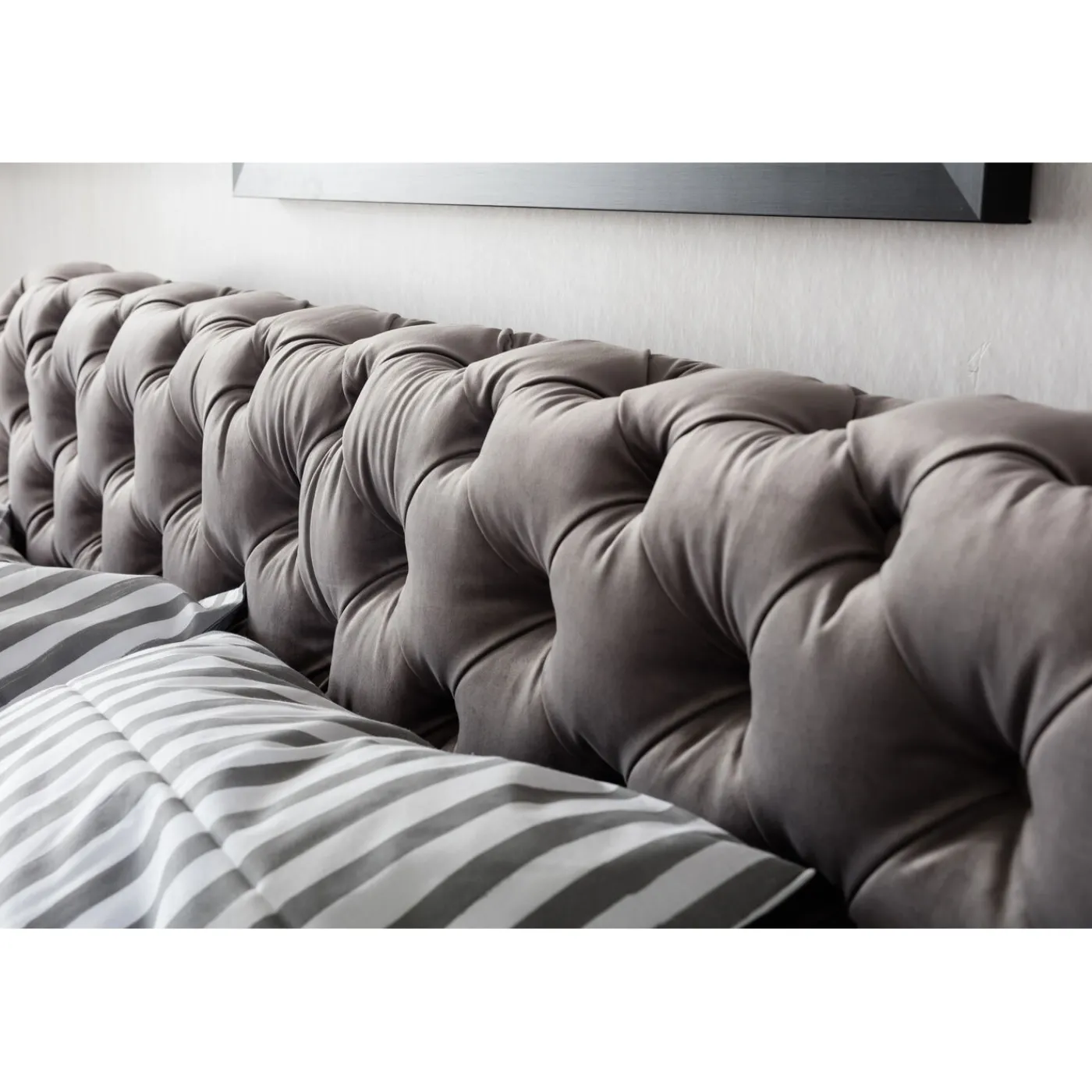 KARE Design Lit Desire Velours Gris 180X200 Cm