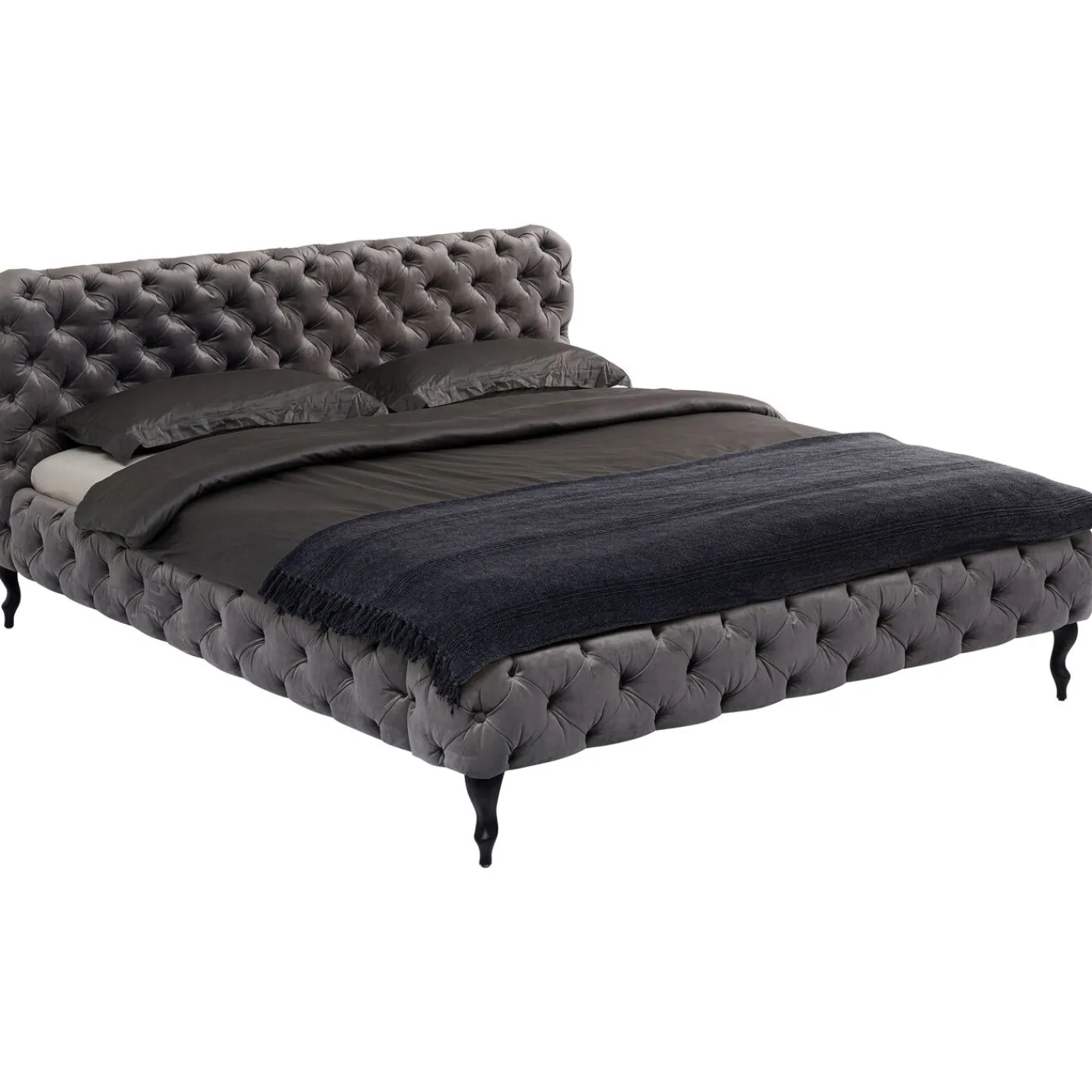 KARE Design Lit Desire Velours Gris 180X200 Cm