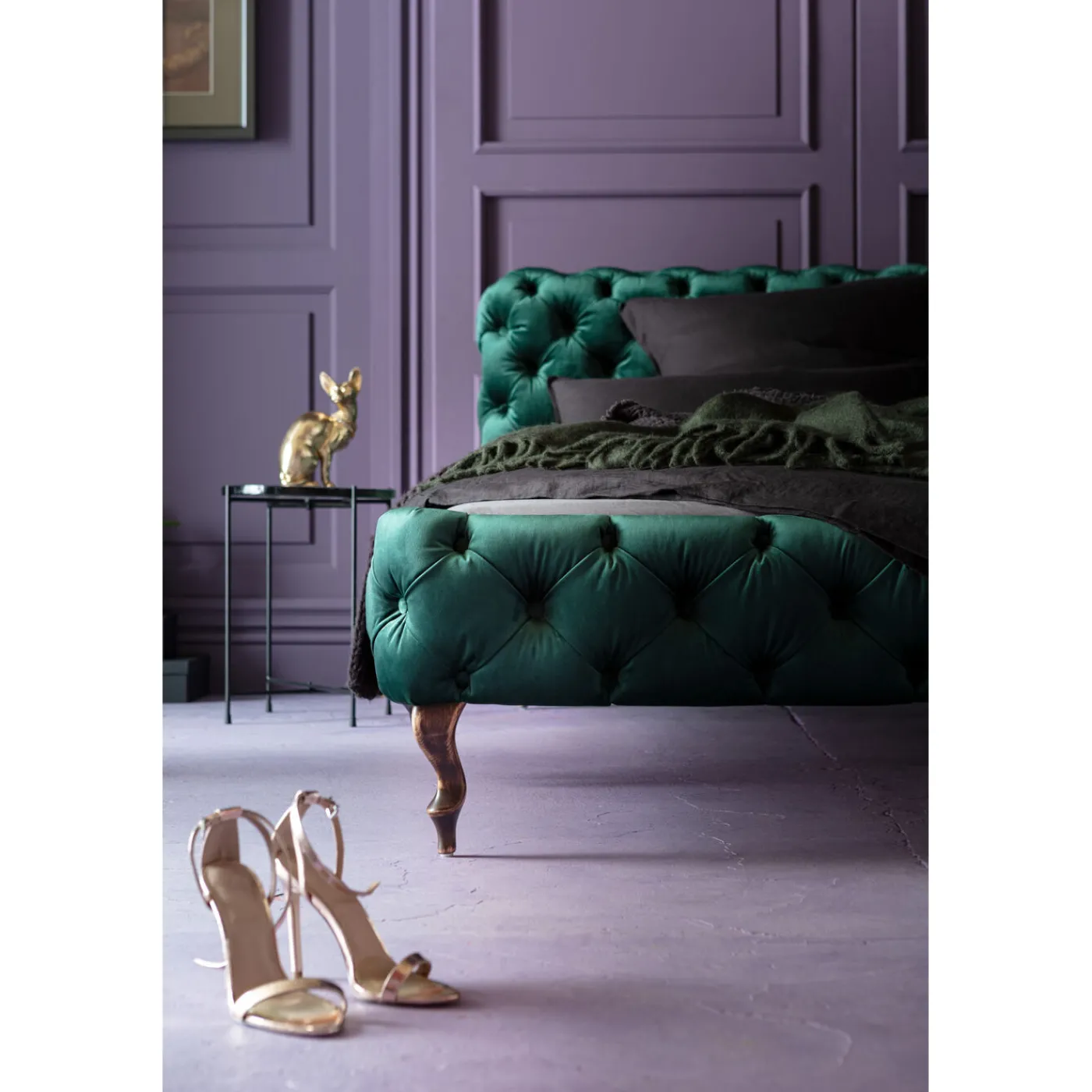 KARE Design Lit Desire Velours Vert 160X200Cm