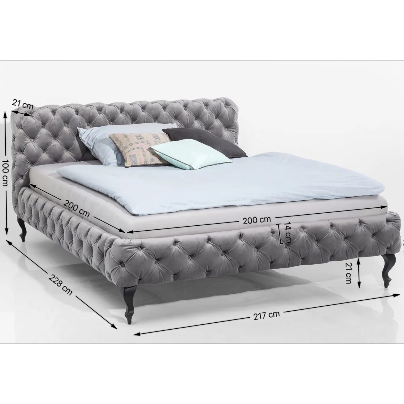 KARE Design Lit Desire Velvet Silver Grey 200X200Cm