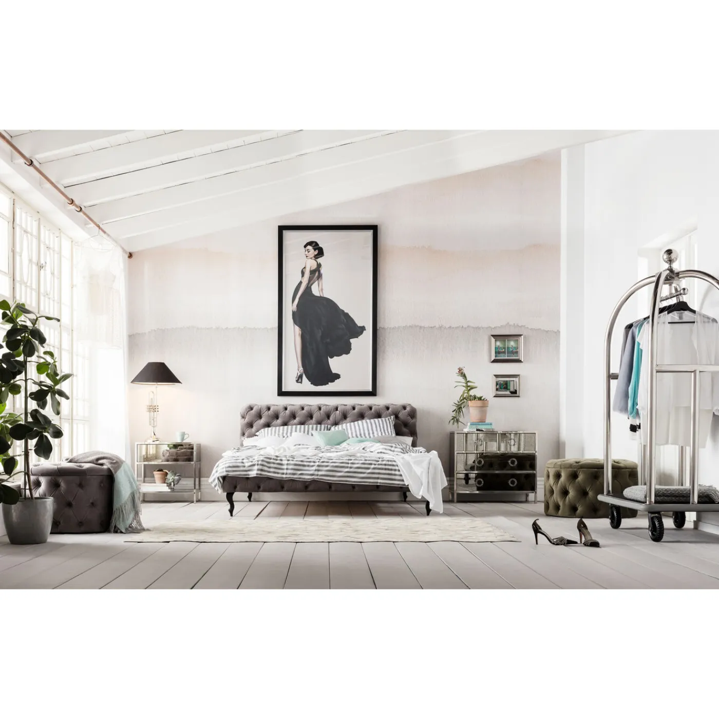 KARE Design Lit Desire Velvet Silver Grey 160X200 Cm