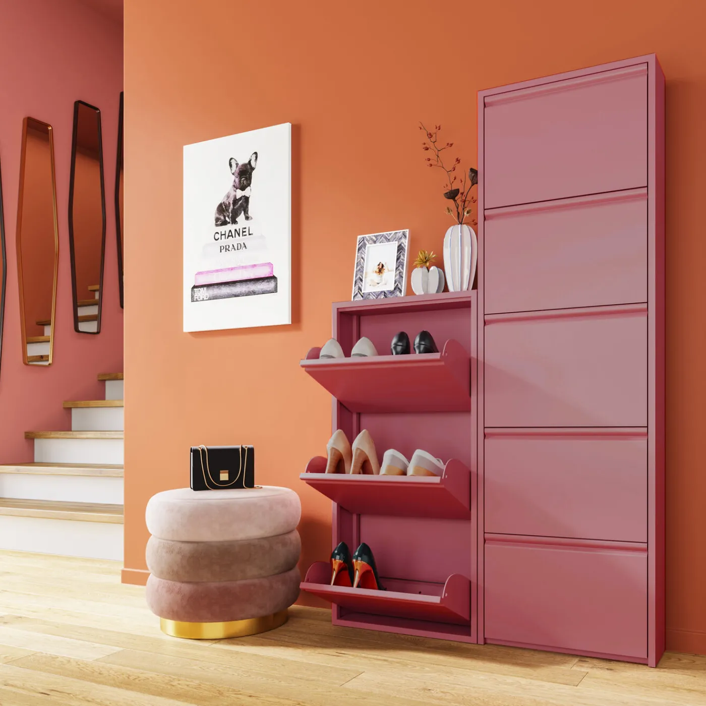 KARE Design Meuble À Chaussures Caruso 5 Rose (Mo)