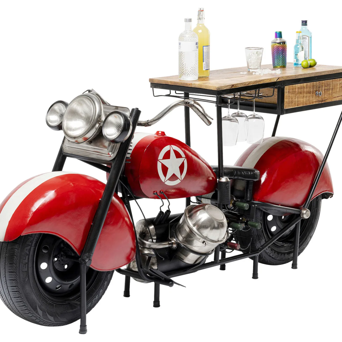 KARE Design Meuble Bar Motorbike Rouge