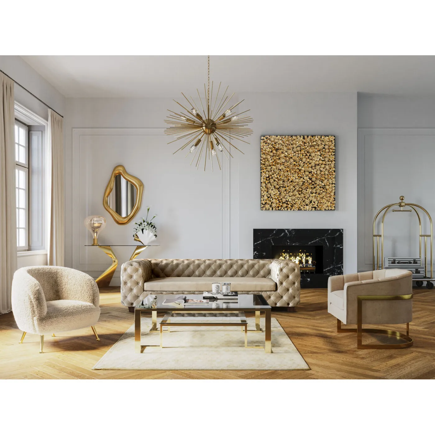 KARE Design Miroir Hologram Dore 119X76Cm