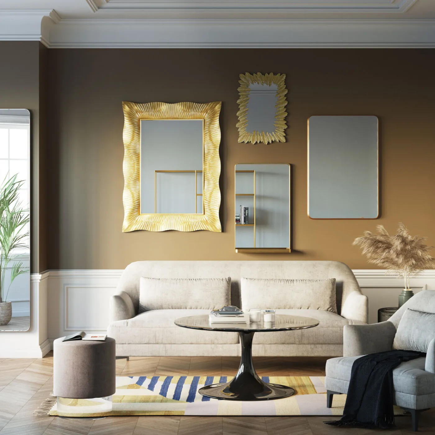 KARE Design Miroir Jetset Carre Dore 94X64Cm