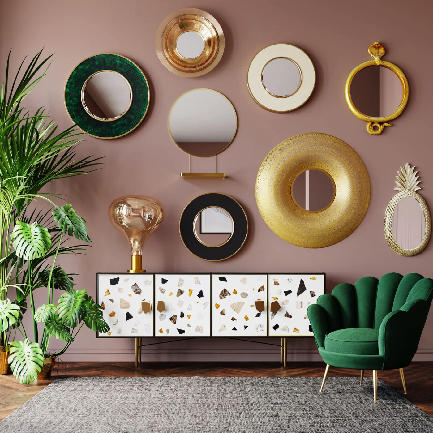 KARE Design Miroir Mural Planet Dore O108Cm