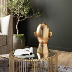 KARE Design Objet Décoratif Abstract Face Dore 28Cm