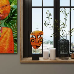 KARE Design Objet Décoratif Face Orange 50Cm
