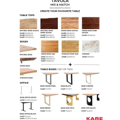 KARE Design Plateau De Tabl Tavola Bord Biseaute Chene 200X100