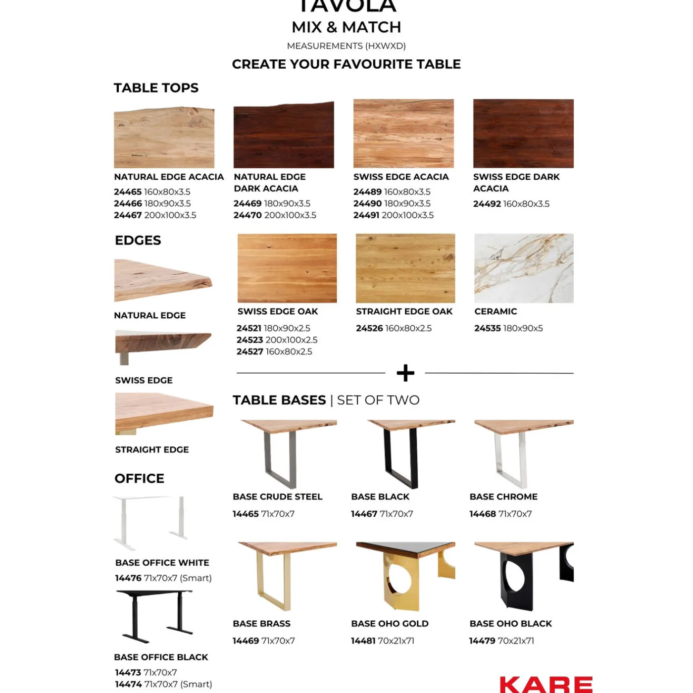 KARE Design Plateau De Table Tavola Bord Biseaute Chene 180X90