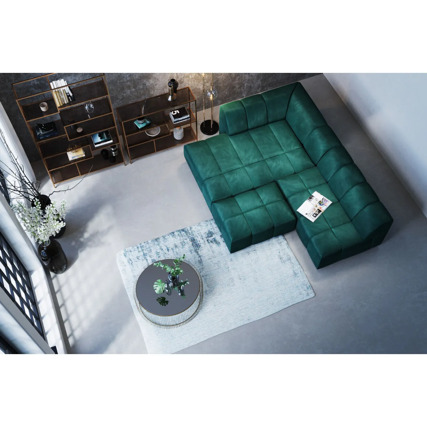 KARE Design Pouf Belami Velours Vert Fonce