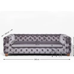 KARE Design Sofa Desire 3-Places Velours Gris