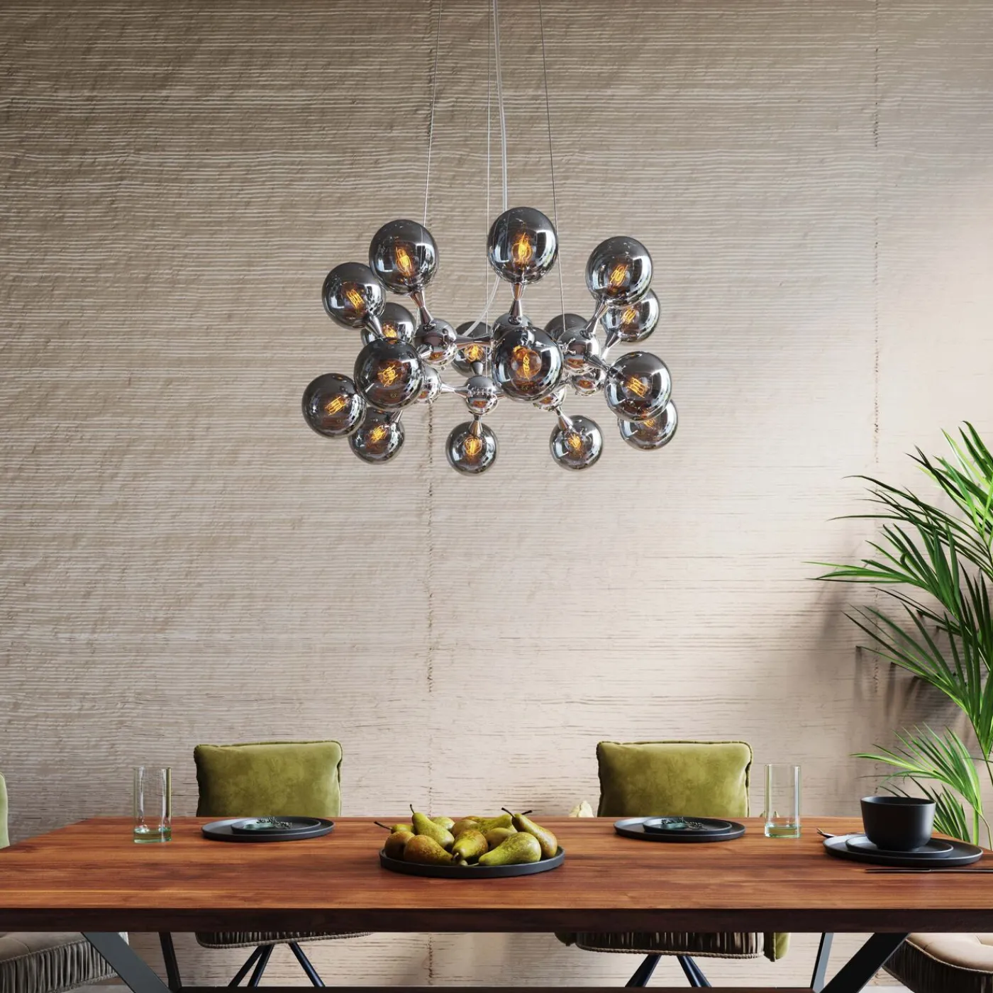 KARE Design Suspension Atomic Balls Argente O74Cm