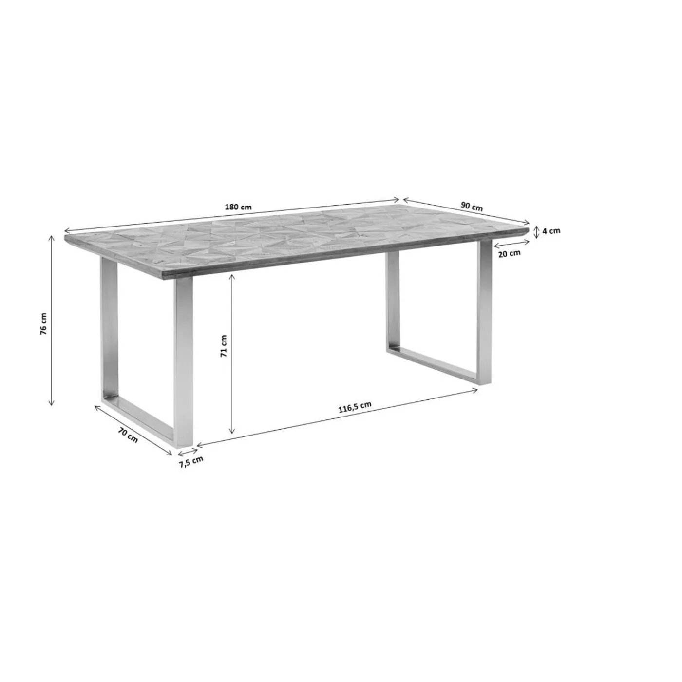 KARE Design Table Abstract Chrome 180X90