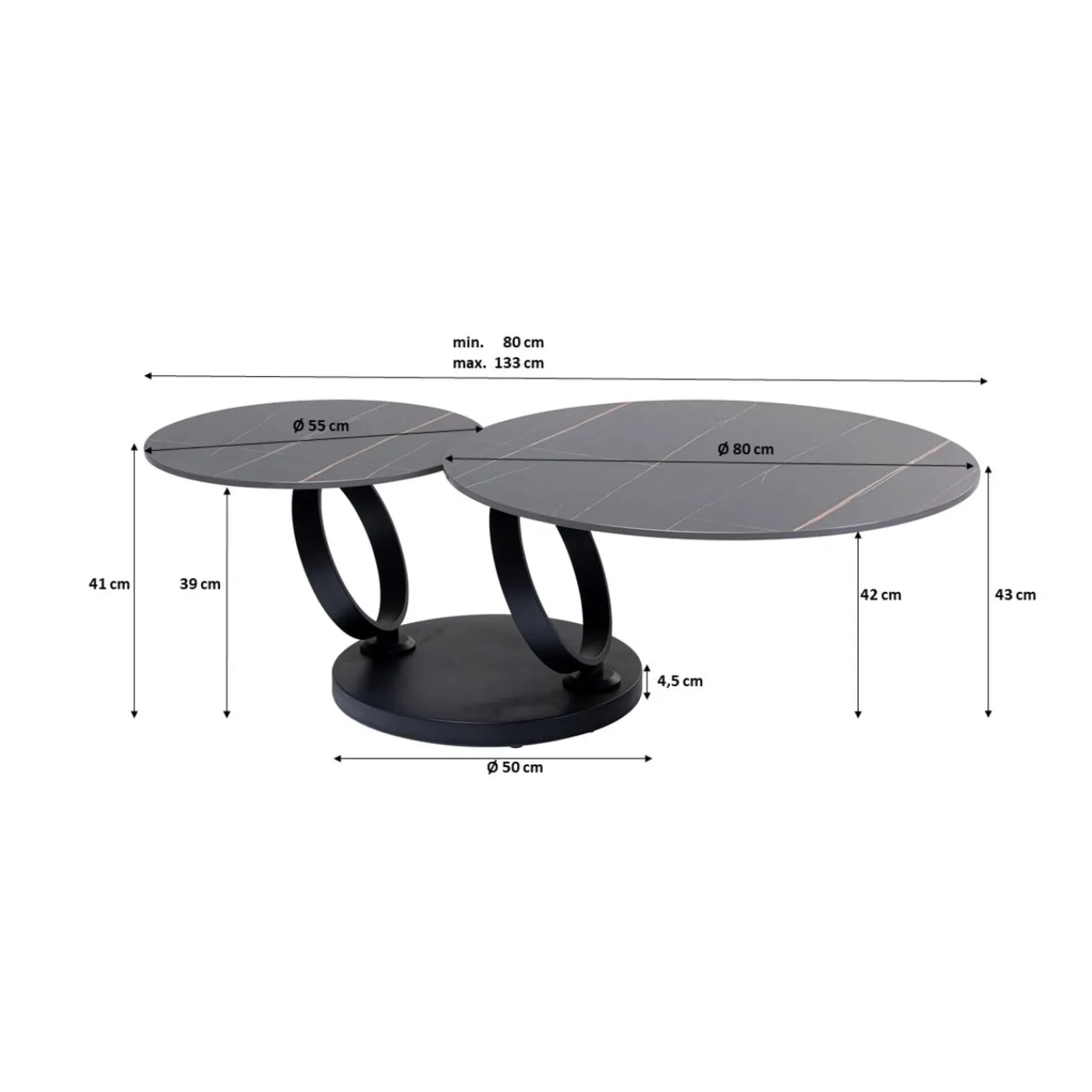 KARE Design Table Basse Beverly Noir 133X80Cm