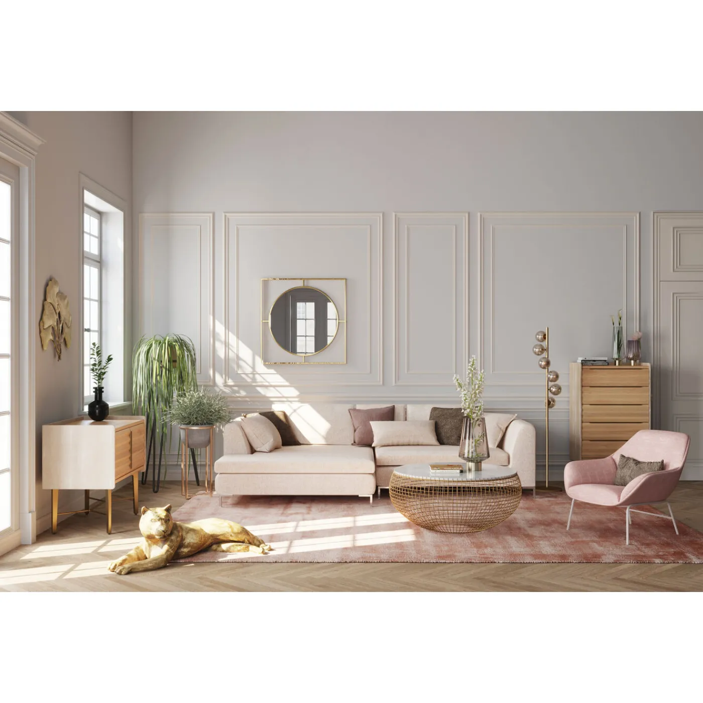 KARE Design Table Basse Cesta Marble Dore O100Cm