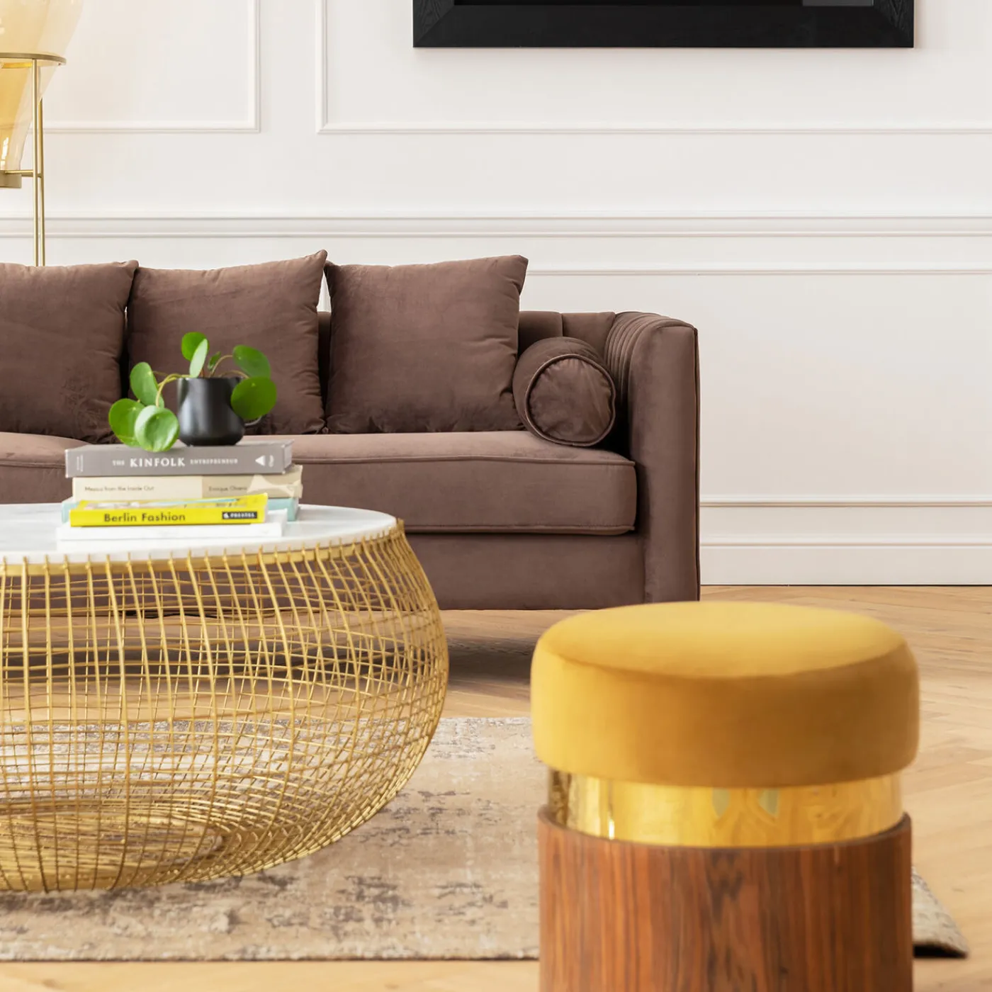 KARE Design Table Basse Cesta Marble Dore O100Cm