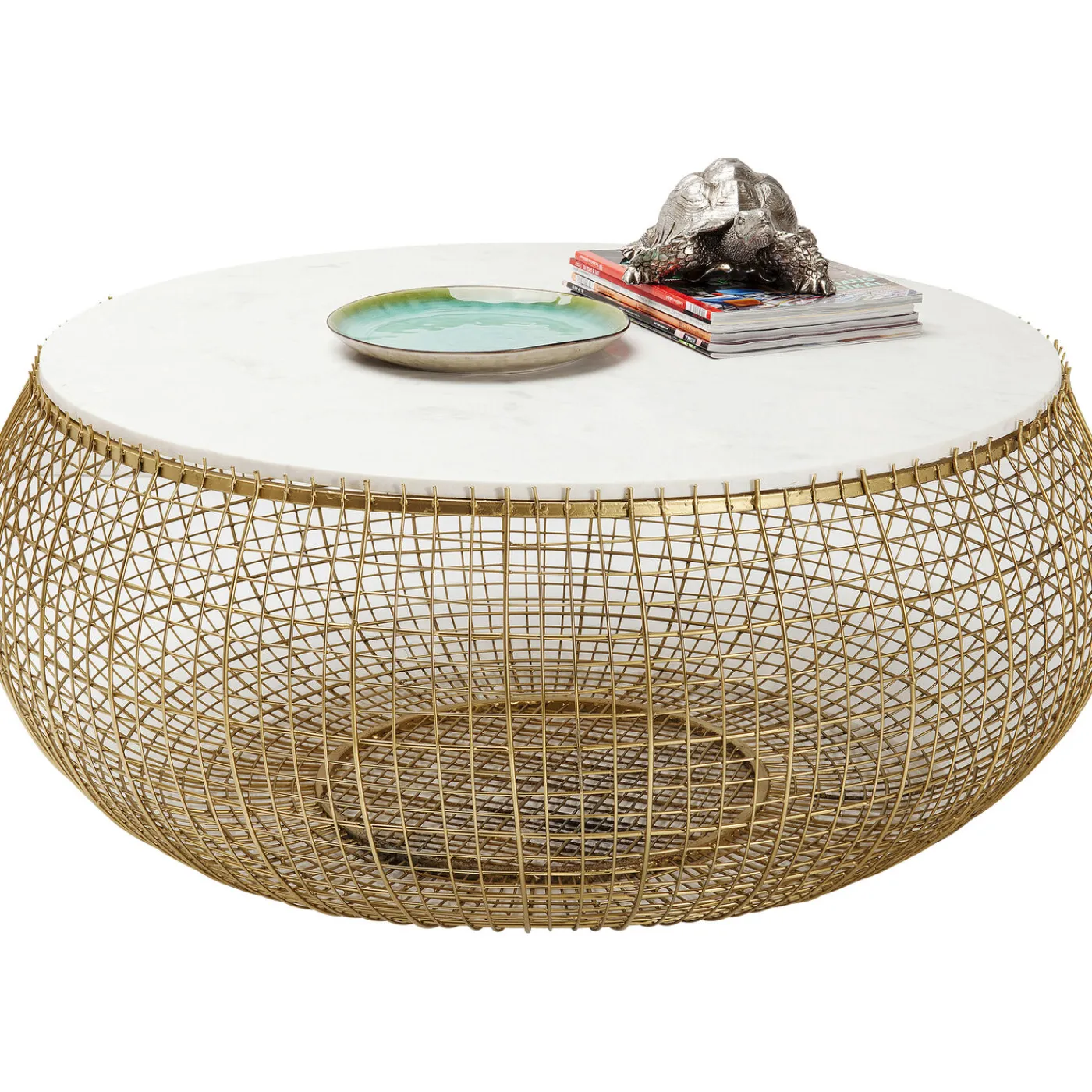 KARE Design Table Basse Cesta Marble Dore O100Cm