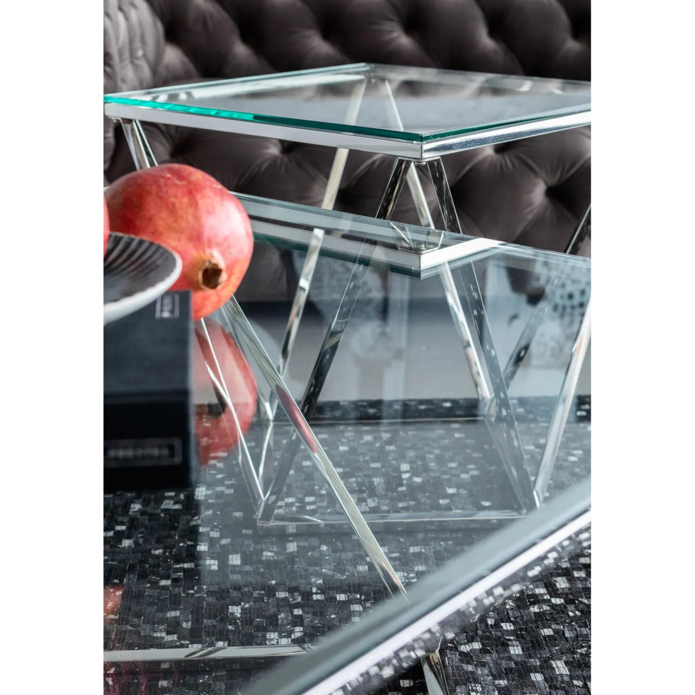 KARE Design Table Basse Cristallo Argente 80X80Cm