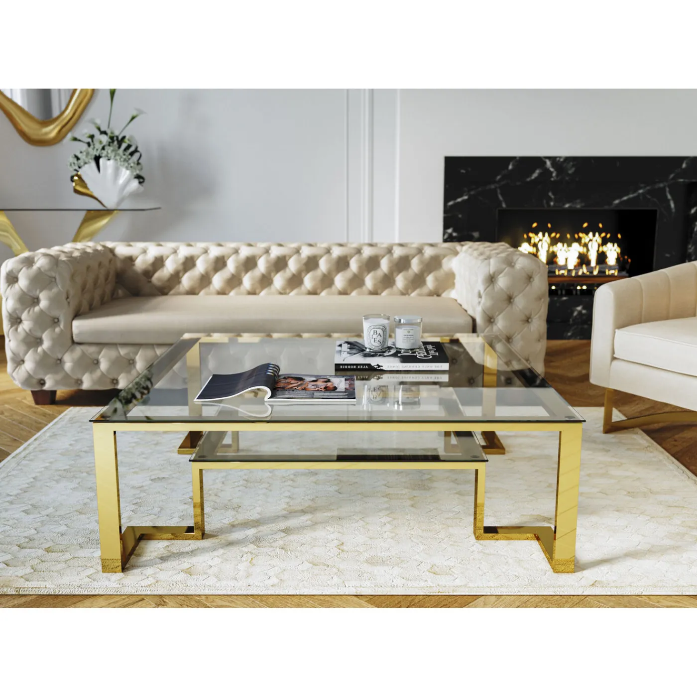KARE Design Table Basse Gold Rush 120X120