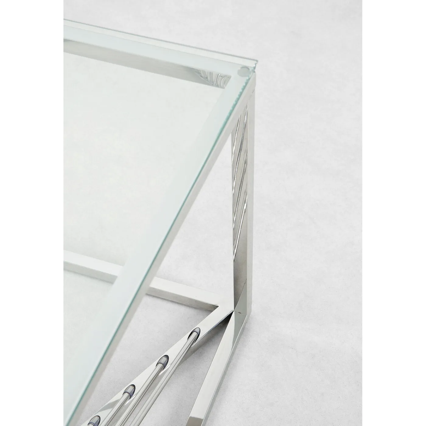 KARE Design Table Basse Laser Argente-Verre Clair 120X60Cm