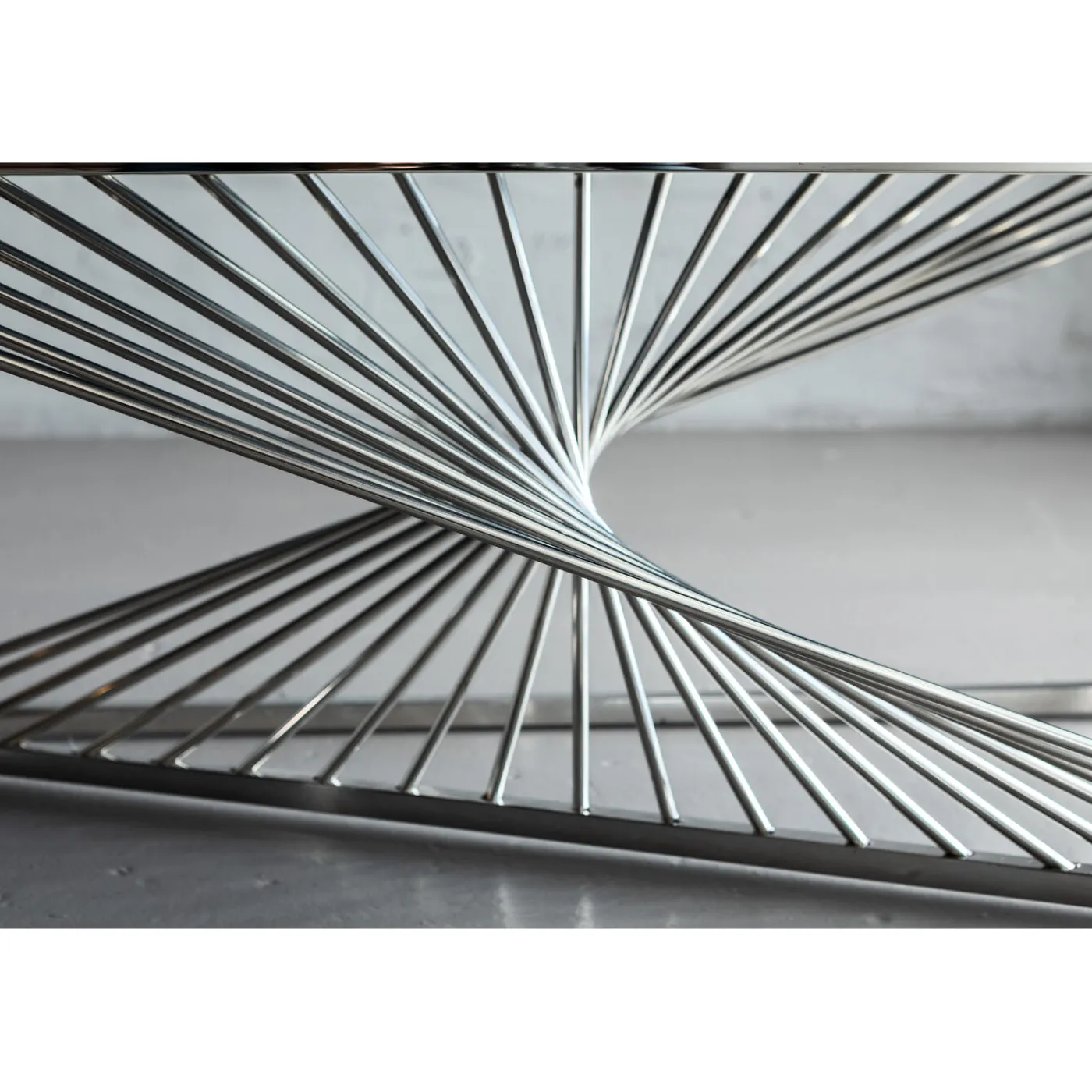 KARE Design Table Basse Laser Argente-Verre Clair 120X60Cm