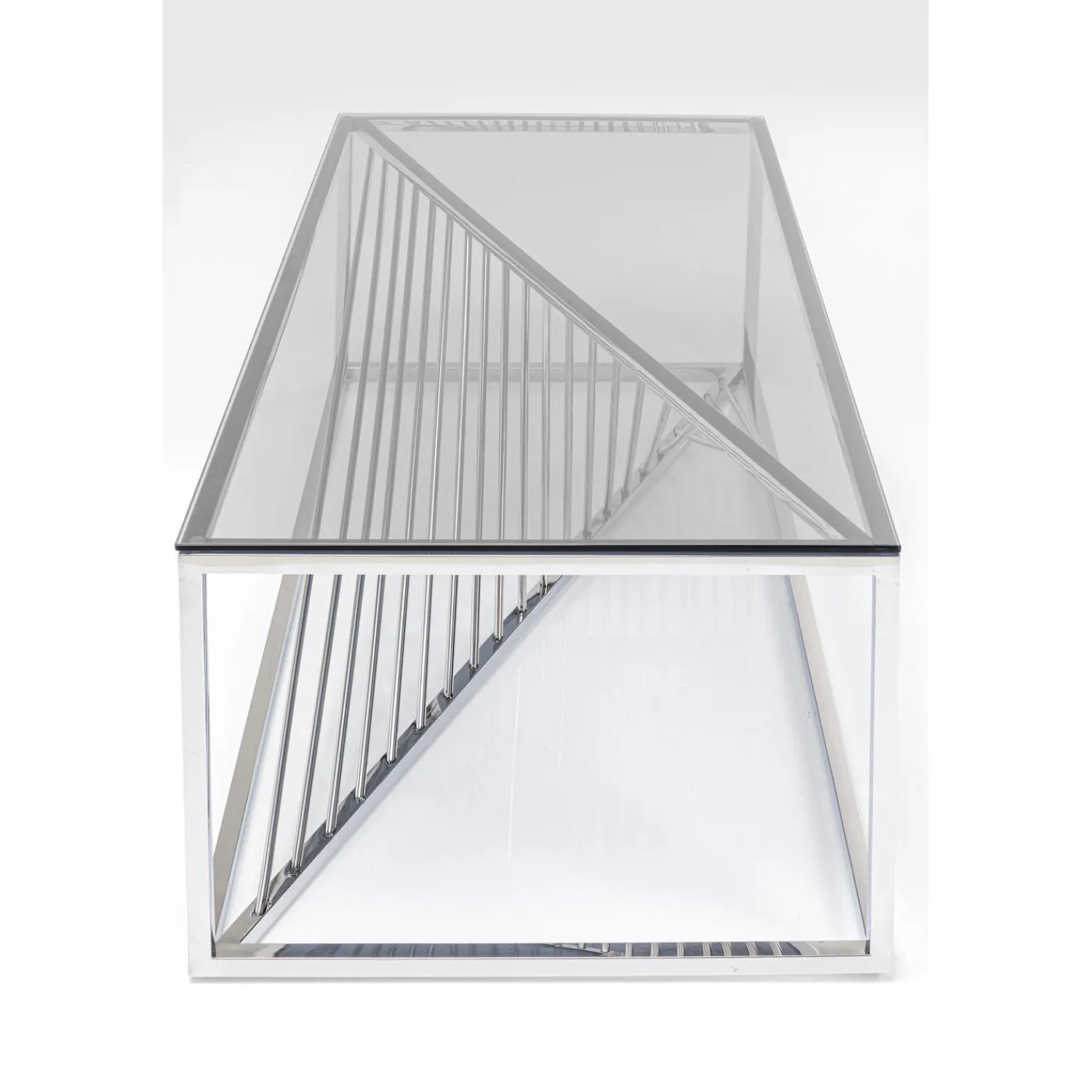 KARE Design Table Basse Laser Argente-Verre Clair 120X60Cm