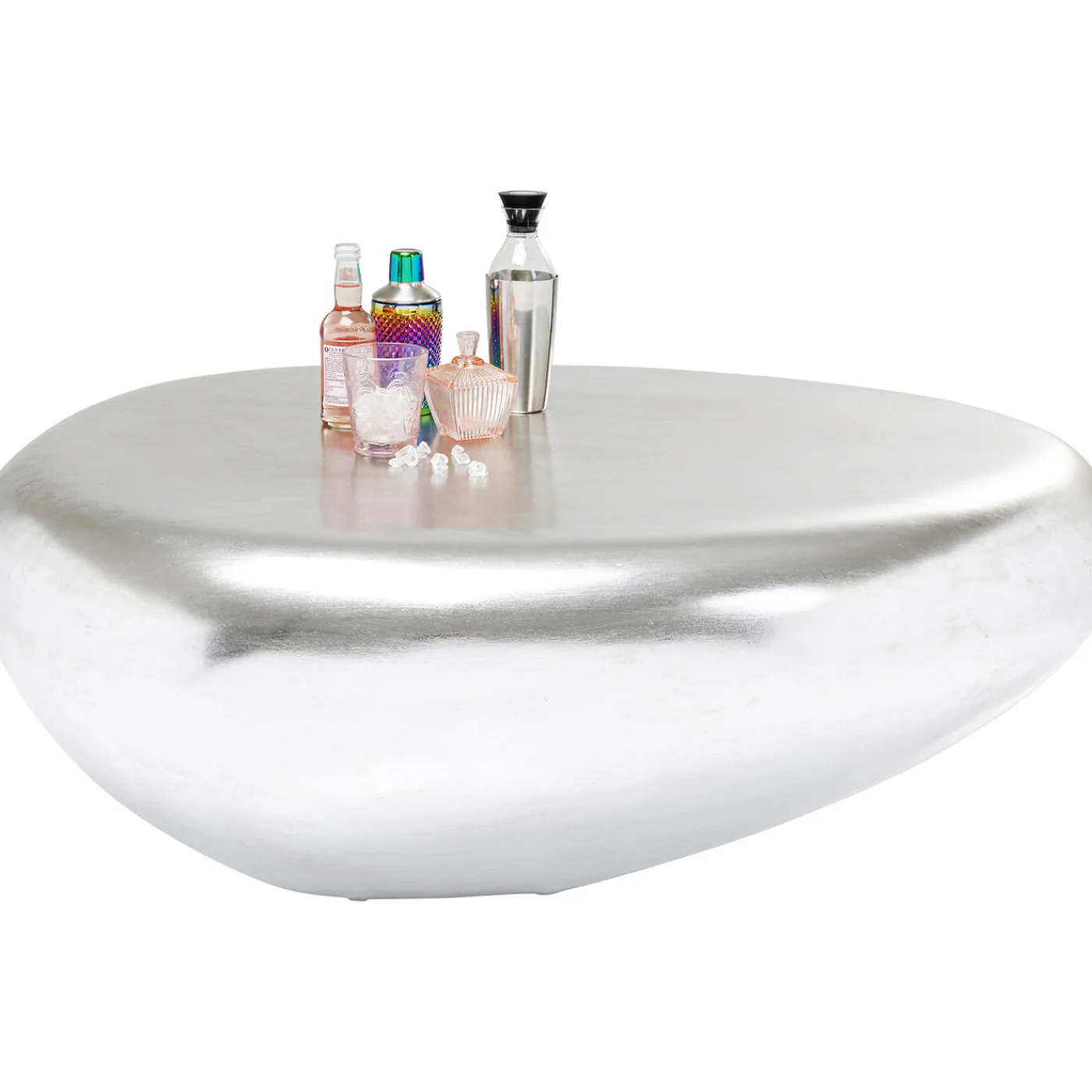 KARE Design Table Basse Pebble Argente 122X96