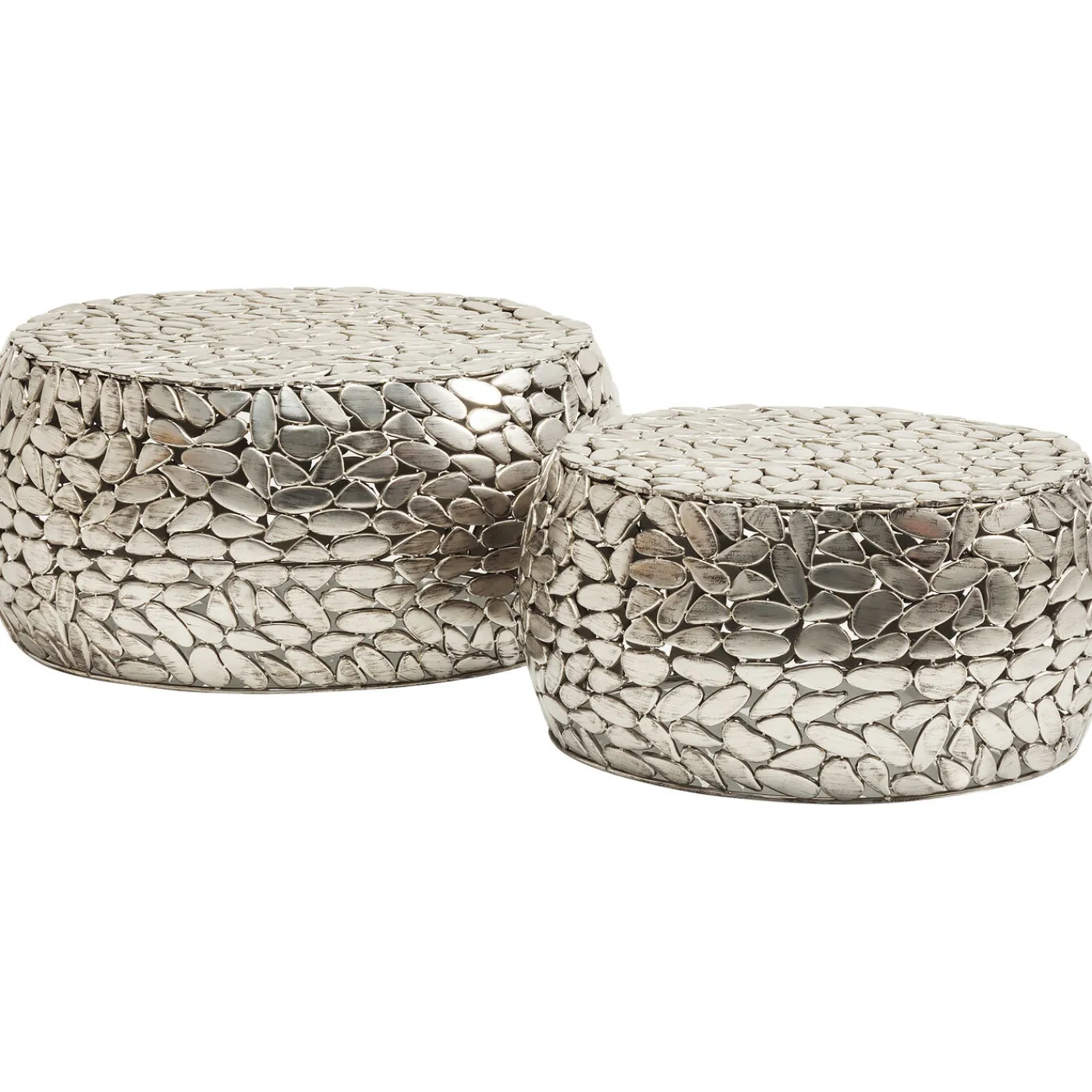 KARE Design Table Basse Pebbles Deluxe Argente (Jeu De 2)
