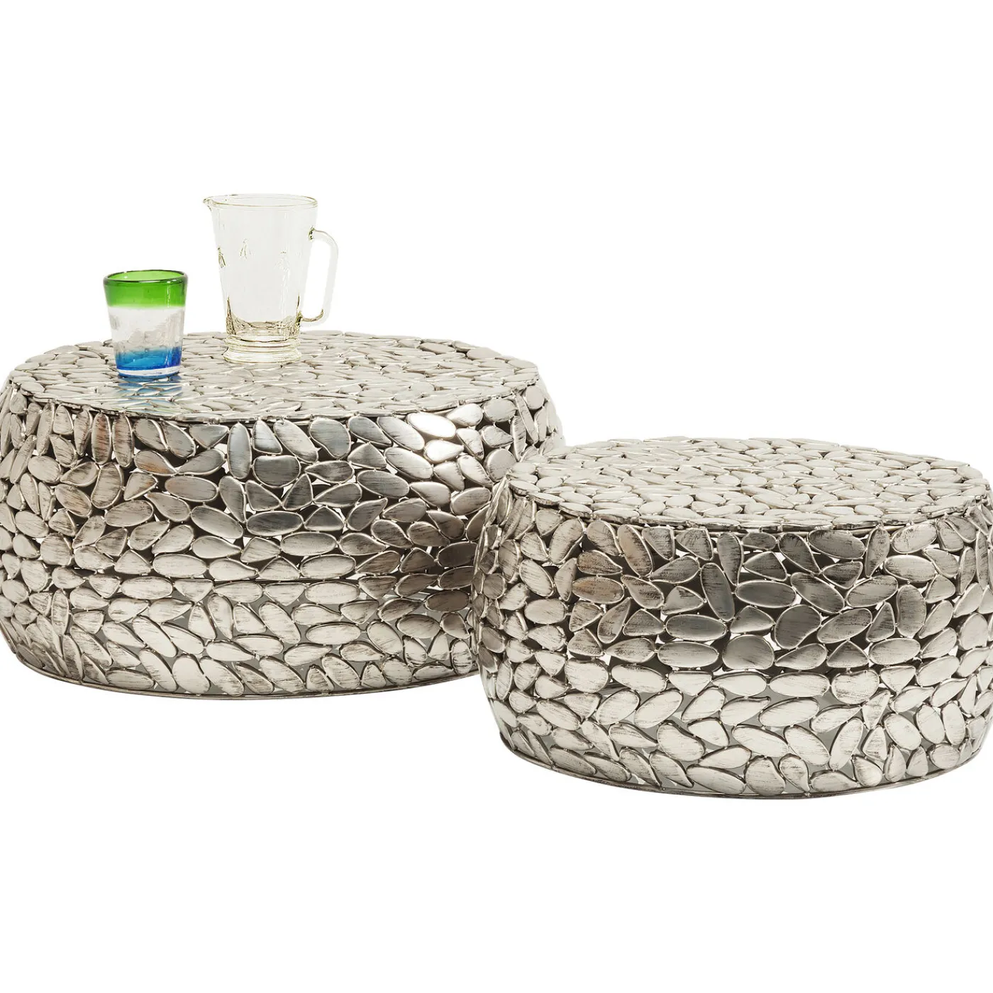 KARE Design Table Basse Pebbles Deluxe Argente (Jeu De 2)