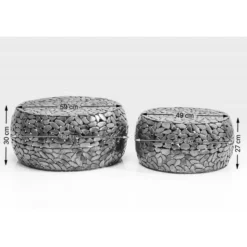 KARE Design Table Basse Pebbles Deluxe Argente (Jeu De 2)