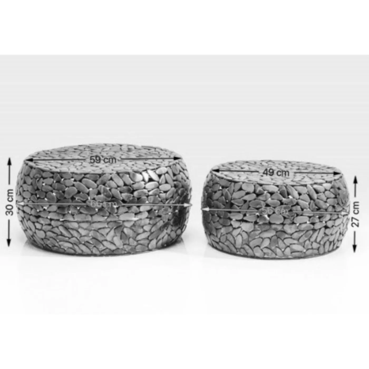 KARE Design Table Basse Pebbles Deluxe Argente (Jeu De 2)