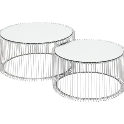 KARE Design Table Basse Wire Argente (2/Set)
